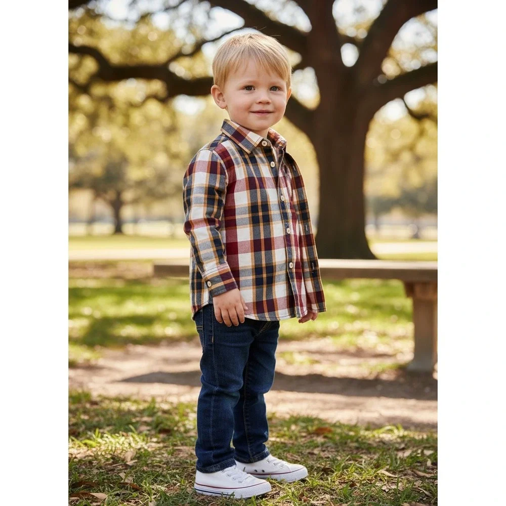 Healthtex/Cat&Jack  Toddler Boys Button Down Shirt Set 2pc Multi Color 3T